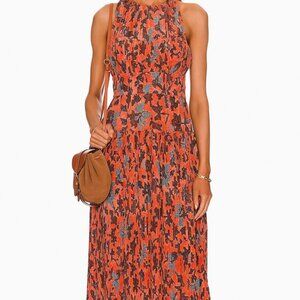 NWOT ULLA JOHNSON Amalthea Silk Midi Dress in Amaryllis S $795